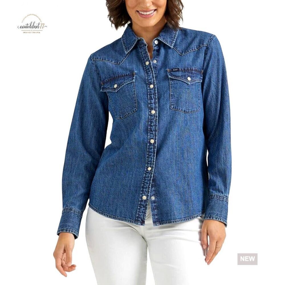 Slim Fit Western Snap Shirt, 100% Cotton Long Sleeve Button Down